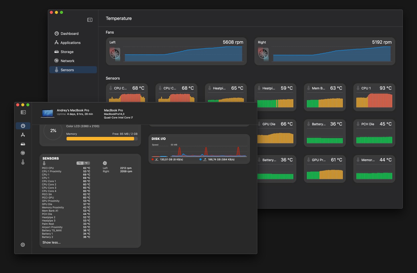 sensors and fans speed